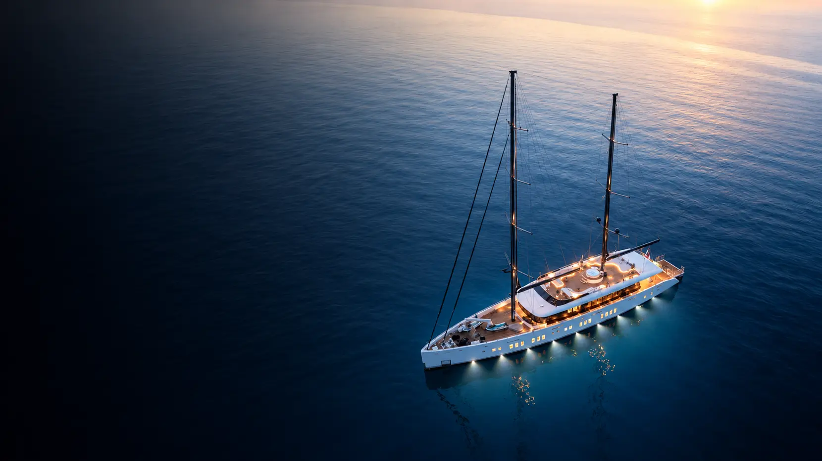 Adri a luxurious motor Sailer on the blue waters of Adriatic.